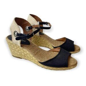 Lucky Brand Wedge Sandals  Black & Tan 7.5